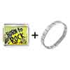 Gold   Plated  Music Theme Born To Rock Photo Italian Charm  ... 