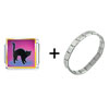Black  Cat  Arched Back Italian  Charm  Bracelet