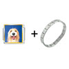 Bearded Collie  Face  Combination Italian Charm Bracelet