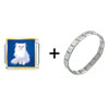 White Fluffy  Cat  Italian  Charm  Bracelet