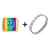  Rainbow  Happy Face Italian Charm Bracelet