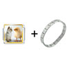 Chick And  Kitten  Italian Charm Bracelet