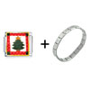Christmas  Tree  Quilt Square Combination  Italian   Charm  Bracelet