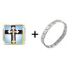 Ivory Crcifix On  Cross  Combination Italian  Charm   Bracelet 