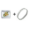 Gold Pluto Dog Italian Charm  Bracelet 