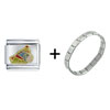Gold Winter Eeyore Combination Italian Charm Bracelet