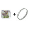 Mauve  Fairy  And Flowers Italian Charm Bracelet