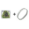 Cat In The  Flowers  Combination  Italian  Charm Bracelet