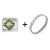 Golden  Diamond  Shape Combination Italian Charm Bracelet