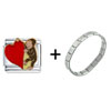 Curious George Heart Combination Italian Charm Bracelet
