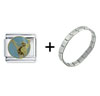 Girl Ice Skating Round Combination Italian Charm Bracelet