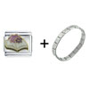 Open Book  Flowers  Combination  Italian  Charm Bracelet