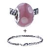 Pink Dots Translucent  Murano   Glass  European  Bead   Bracelet   ... 