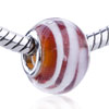 Red  White Lines  Murano  Glass European Beads