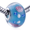 Pale Blue Lotus Murano Glass European Beads