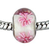 Round Pink Intricate Flowered Murano Glass European Beads
