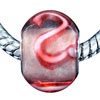 Clear With Pink Swirl Murano Glass European Beads