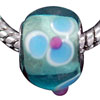 Blue Flower Round Lampwork Murano Glass European Beads