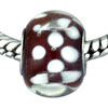 Polka Dotted Dark Red Murano Glass European Beads