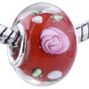  Red  Moran Pink Flower  Murano   Glass  European Beads