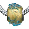  Beads - Clear With Gold Foil Round Murano Glass European Beads