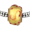 Round Champagne Yellow Orange Swirled Murano Glass European Beads