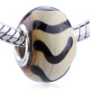  Light  Brown Black Flowers  Murano   Glass  European Beads