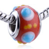 Round Yellow And Blue Texture Dotted Murano Glass European Beads