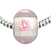 Clear With Pink Flowers Murano Glass European Beads
