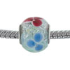 Light Blue Multicolored Flower Murano Glass European Beads