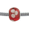 Red And White Flower Murano Glass European Beads