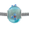 Light Blue Flowered Murano Glass European Beads