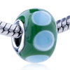 Yellow And Green With Flowers Murano Glass European Beads
