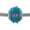 Blue With Red Flowers Murano Glass European Beads