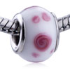 Blue And White Dots Flower Murano Glass European Beads