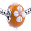 Orange Flower Murano Glass European Beads