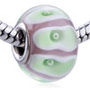 Pink Green Lines Murano Glass European Beads
