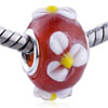 Blue Pink Flower Murano Glass European Beads