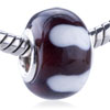  Garnet  White Band Murano Glass European Beads