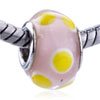 Pink Yellow Dot Murano Glass European Beads