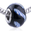 Black Stripe Murano Glass European Beads