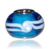 White Swirl Line Murano Glass European Beads