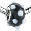 White Texture Globe Murano Glass European Beads