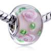 Pink Translucent Murano Flower European Beads