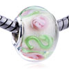 White Translucent Flower Murano Glass European Beads
