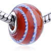  Red  White And Blue Lines  Murano  Glass European Beads