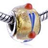 Golden Red Spots Murano Glass European Beads