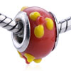  Red  Yellow Spots  Murano  Glass European Beads