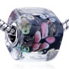 Black Translucent Flower Murano Glass European Beads