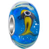 925 Sterling Silver Yellow Fish In Blue Water Murano Glass Euro Beads Char...